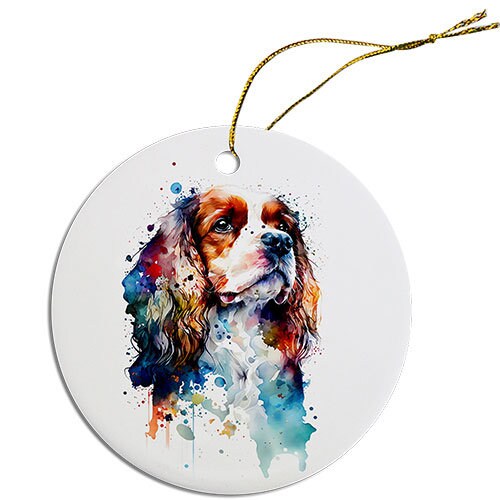 Dog Breed Specific Round Christmas Ornament, "Cavalier King Charles Spaniel"-2