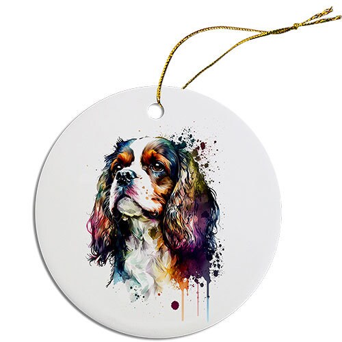 Dog Breed Specific Round Christmas Ornament, "Cavalier King Charles Spaniel"-4