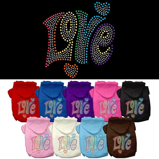 Pet, Dog & Cat Hoodie Rhinestone, "Technicolor Love"-0