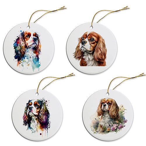 Dog Breed Specific Round Christmas Ornament, "Cavalier King Charles Spaniel"-0